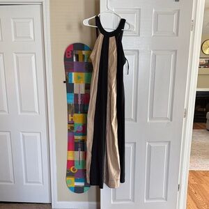 Maeve Ami linen color block halter maxi dress